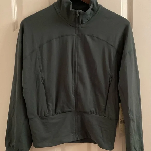Sweaty Betty Super Soft Zip Up Bomber - NWT - Medium - Trek Green - Picture 2 of 13
